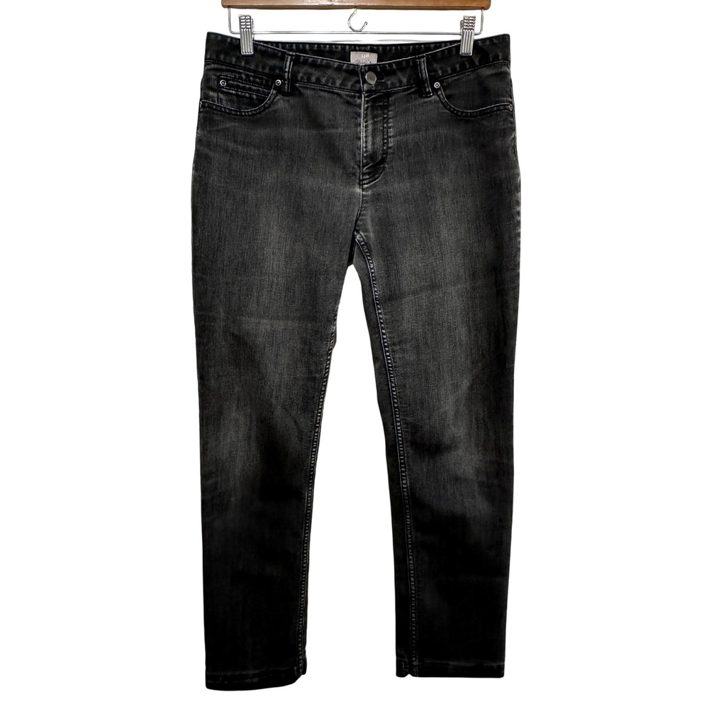 J. Jill Slim Leg Jeans Women 8 Black Faded Stretch Denim Casual Comfort Grunge